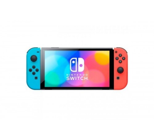 Nintendo Switch OLED чёрная (неоновый красный / неоновый синий) Joy-Con